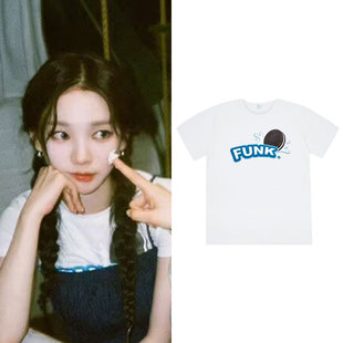 aespa柳智敏ins同款短袖T恤直筒纯棉可爱印花体恤夏男女打歌衣服