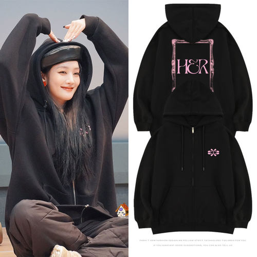 GIDLE2025MINNIE迷你专HER FM签售周边同款衣服印花拉链连帽开衫
