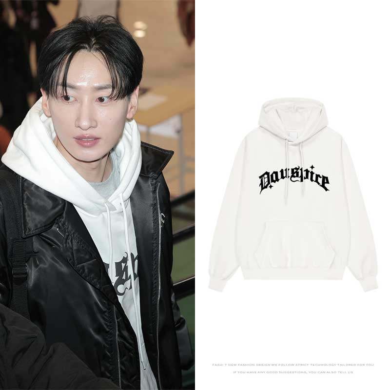 superjunior李赫宰银赫同款卫衣服印花套头连帽衫薄款加绒春秋冬