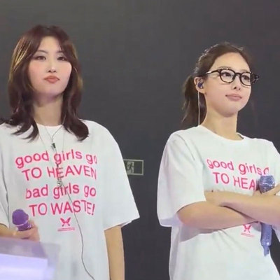 TWICE演唱会舞台彩排林娜琏平井桃穿搭衣服同款短袖T体恤纯棉宽松