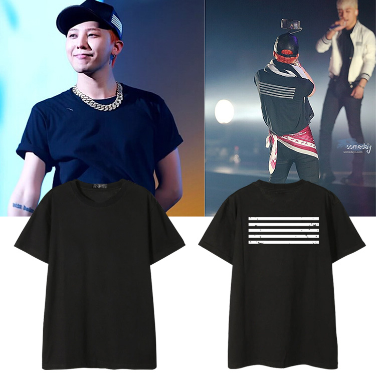 权志龙演唱会同款短袖t恤男女体恤打歌服纯棉印花打底衫上衣服夏