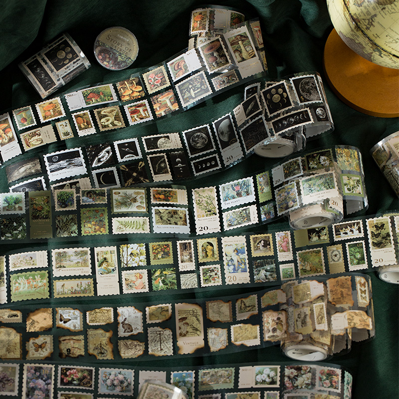 往来回忆复古邮票图鉴手帐胶带