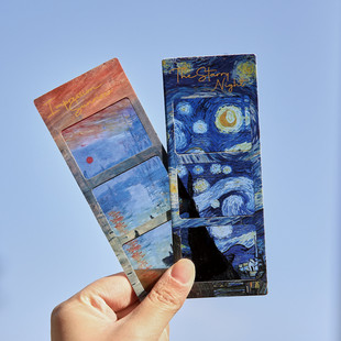 光影印迹油画胶片反转书签莫奈印象古典风PVC透光卡片学生礼物