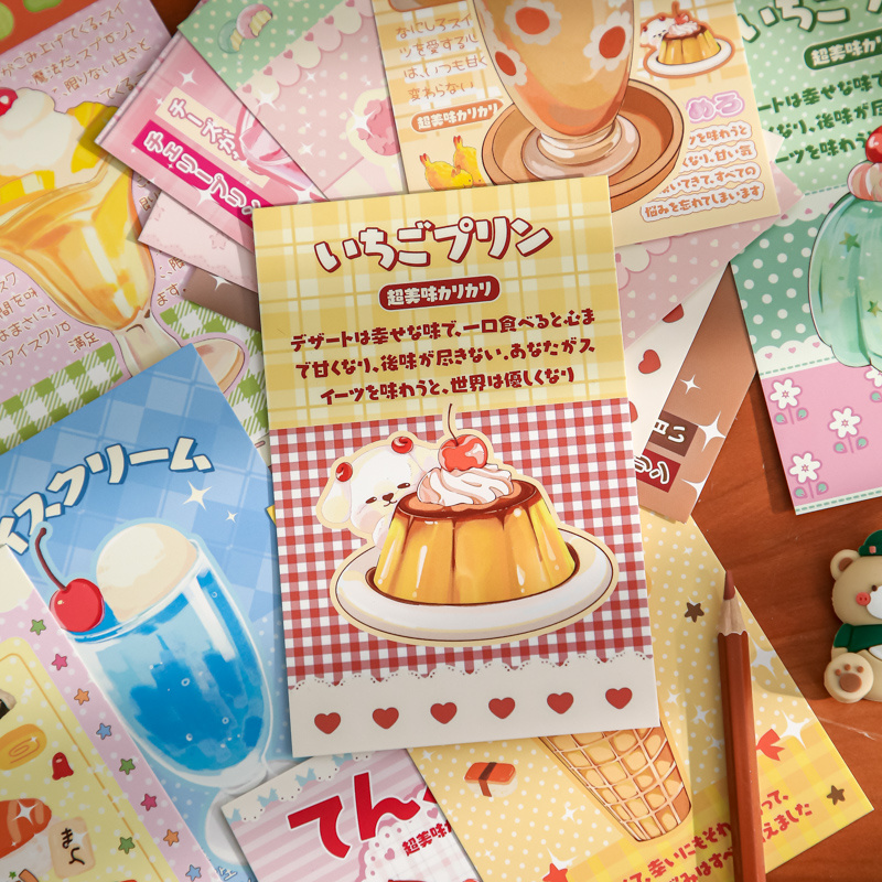 30张古早商店盒装明信片可爱甜品美食文艺金鱼节日生日祝福贺卡片