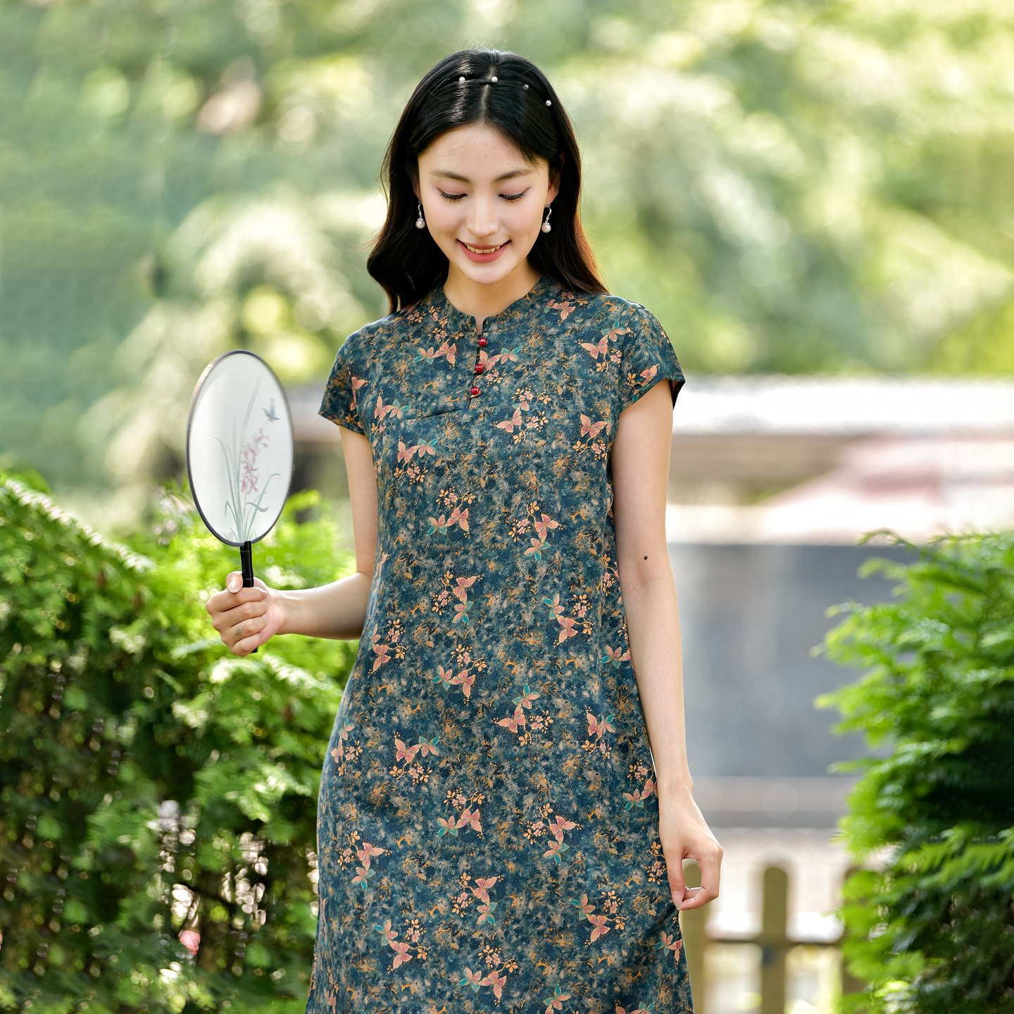 2026夏季新款棉绸连衣裙女人造棉外穿时尚休闲中长款改良旗袍裙子