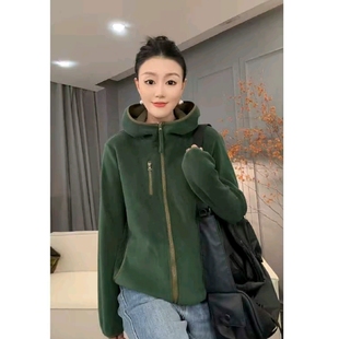 7902太谷休闲时尚简约百搭连帽拉链宽松撞色加绒卫衣开衫秋冬季