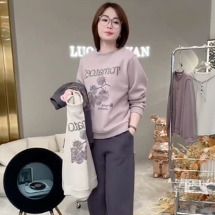 暖绒舒弹休闲宽松百搭减龄防风保暖卫衣 2025新款 570 紫韵芳华