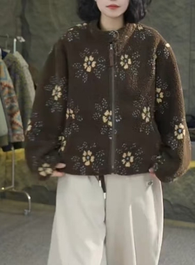 【冰冰】7763 12立领提花颗粒绒加奥粒绒加厚外套保暖