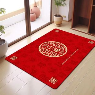 地垫门垫家用浴室脚垫入户玄关进门新年喜庆防滑吸水红色地毯耐脏