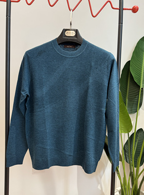 秋冬薄款男士圆领纯色毛衣休闲打底上衣100%羊毛衫168052