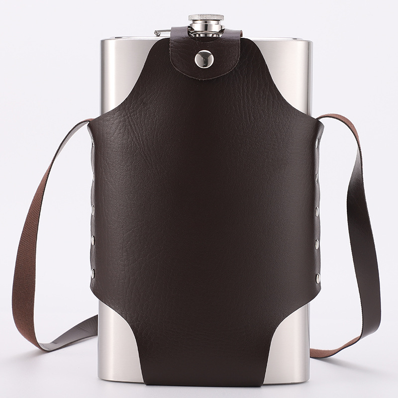 供应户外便携随身3斤不锈钢水壶64盎司不锈钢酒壶露营白酒瓶