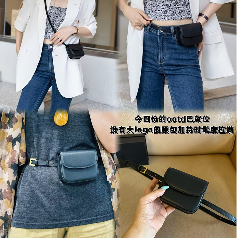 经典黑色小腰包牛皮百搭夏季配裙子牛仔裤迷你小包包零钱收纳包