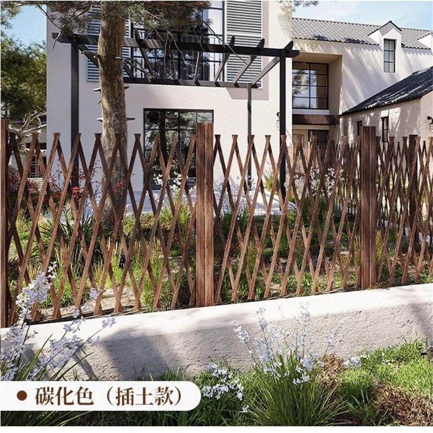 户外防腐木栅栏碳色插地款升级款图片