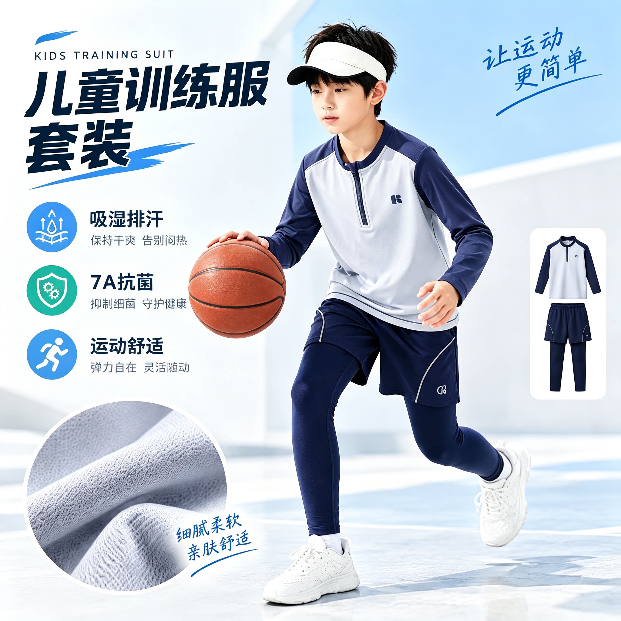 儿童加绒运动服套装秋冬跑步体能田径训练男女童篮球足球骑行服