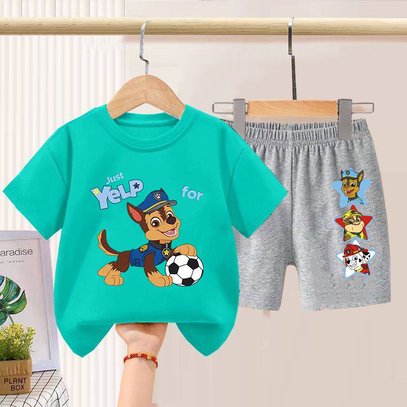 纯棉汪汪队男童短袖运动套装男童宝宝夏装洋气儿童衣服2026新款潮