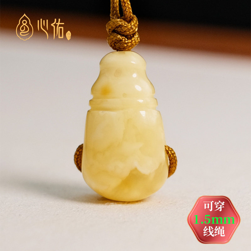 天然乌料白花蜜蜡三通小金刚星月菩提百香籽配饰品俄料鸡油黄佛头