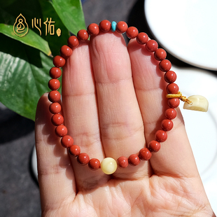 凉山圆珠项链小米珠单圈手链 正品 柿子红小米链 天然南红手串女款