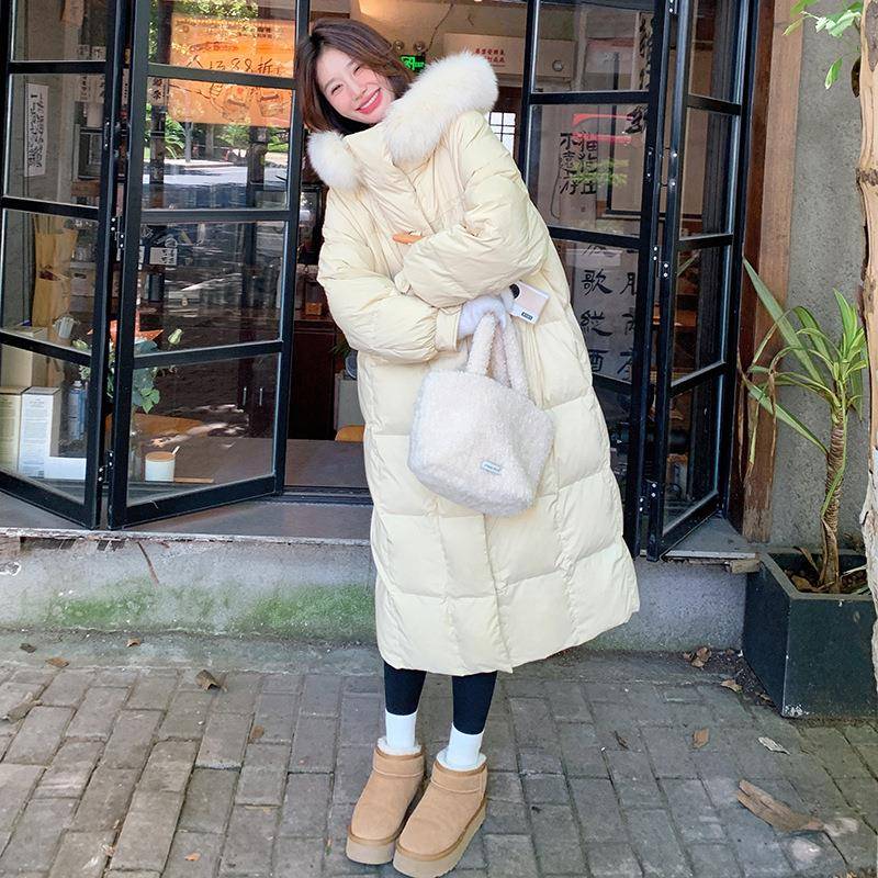 浅黄色羽绒服女冬季0225新款大毛领设面计感厚保加暖005-9952白鸭