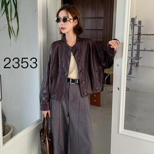 W3宽松套小个子领百搭外衣休闲夹克上衣 绵羊皮皮2353 秋冬季 新款