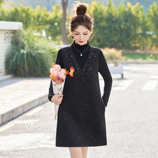 LT261-0春季新款连女装打底针长织件衫领背心裙两套中款衣裙