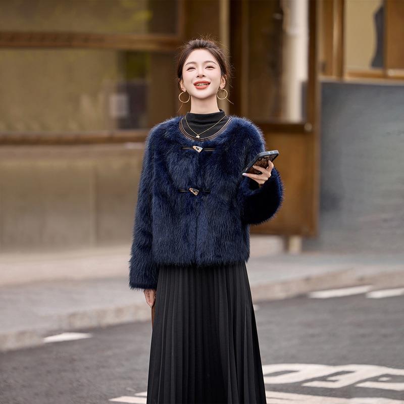 202HE5519-15暖秋冬装外套加E厚保上衣女装新款皮毛一5体毛毛气质