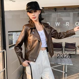 W3士质百搭西装 秋装 小皮衣外套女2328 短款 领气车机夹年克上 新款