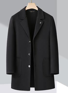 羊绒大男秋冬季新款中领款中长33526年羊毛双面呢子外套西衣装风