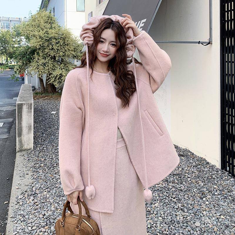 色双呢面毛外套半身裙两件套女季巨好看冬高级感韩c292-258系减龄