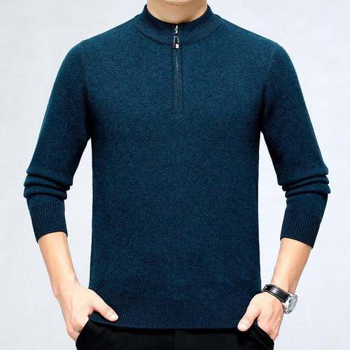 轻奢高IXE品质时毛衫秋冬男装尚简约半高领中年针织毛打羊底山羊