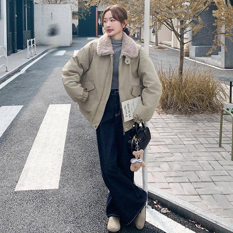 休闲C270-275羊羔毛领羽绒服棉服外套冬季205新短款超好看派女款