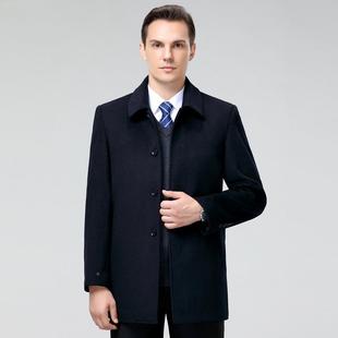 大衣冬季 加HAT厚山羊绒呢休子中长款 闲爸 中年爸外装 羊毛呢套男式