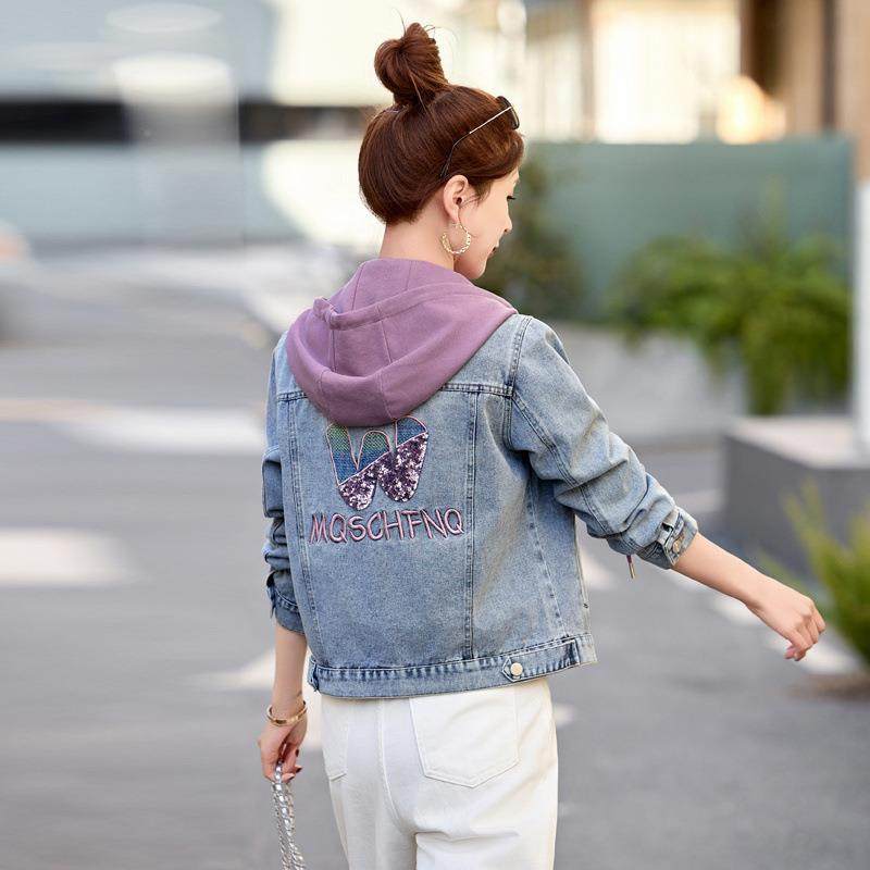 牛仔松外ZLE3162J套女短款2025春秋新小个子版宽款休闲复古连帽韩