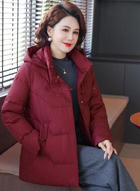 正品OJC外国柜白鹅绒羽绒服女短款新款中式风妈妈盘扣加撤厚套冬