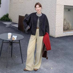 小个短款 灰色格拼子接子羊羔仿皮C075 882毛一体女秋冬毛2025新款