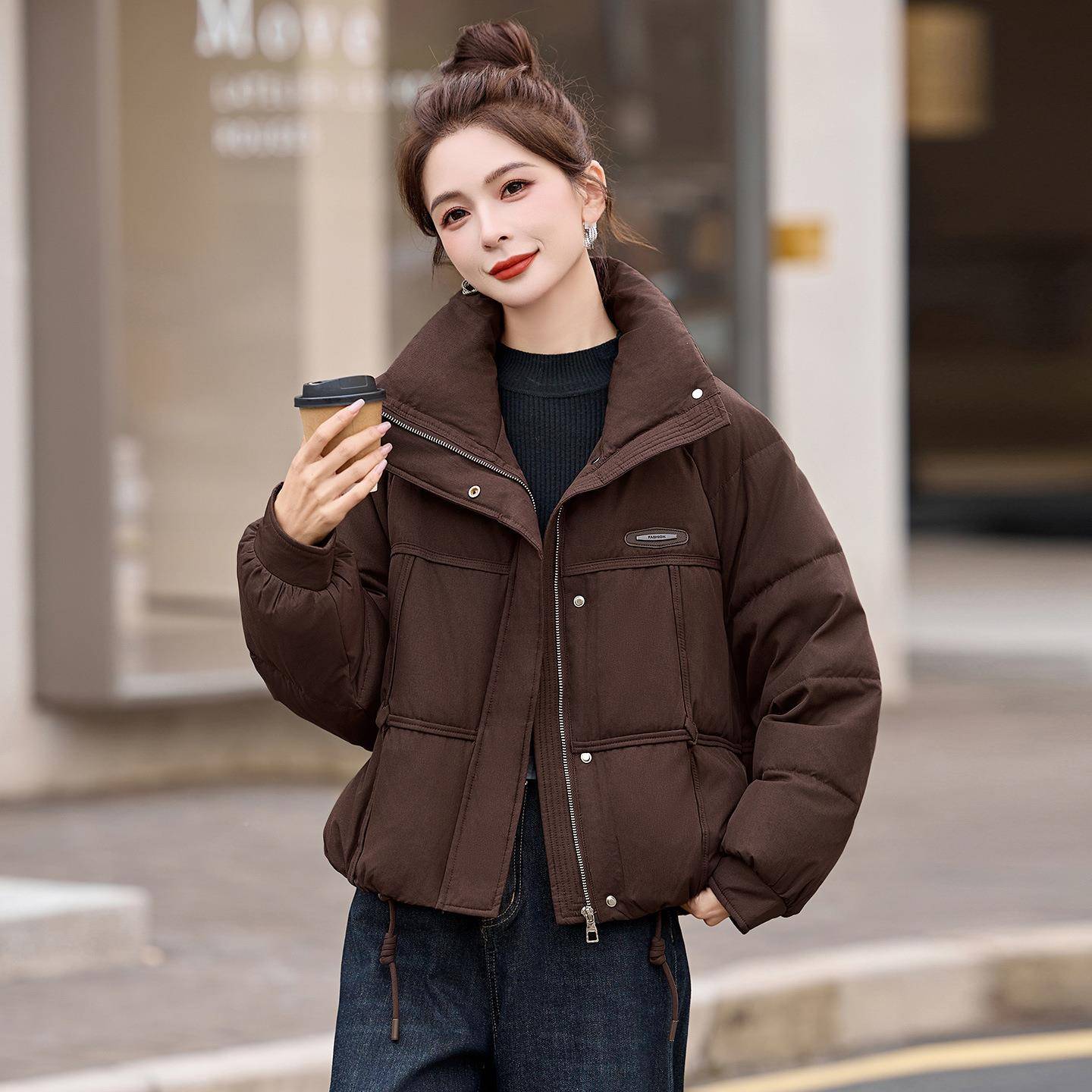 新款225冬0季羽绒服短款时尚小个子立领暖面Z包保加厚外套 AZ9585