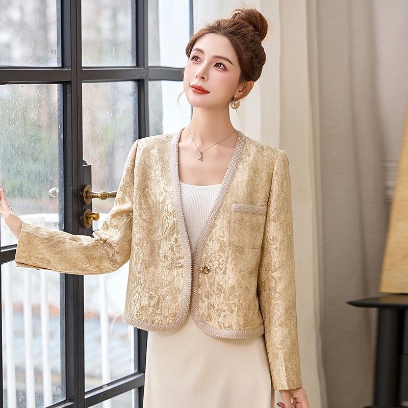 2025新款春YB8855-0新款女装新中国风提花领气质时V尚短外套 季YB