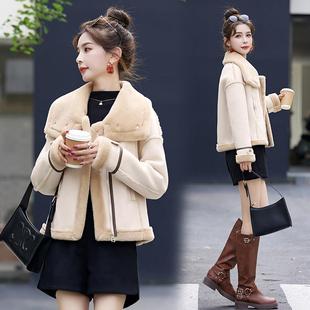 皮毛一体套女士秋冬绵GEM新外款 小个子羊羔毛皮加绒加厚机羊车服