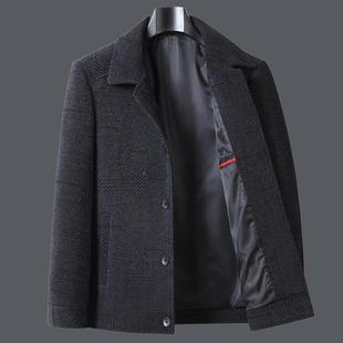 外套 翻领加肥加大胖子雪尼尔春NET厚呢子码 秋爸爸夹克男士 中年装