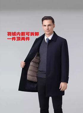 25868-J025中年男士新款休中长款绒服男加厚保暖时尚羽风衣冬季闲