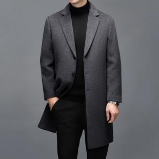 双面25899-M大衣全毛套男呢过膝长款秋冬毛呢大西外服风衣衣羊毛