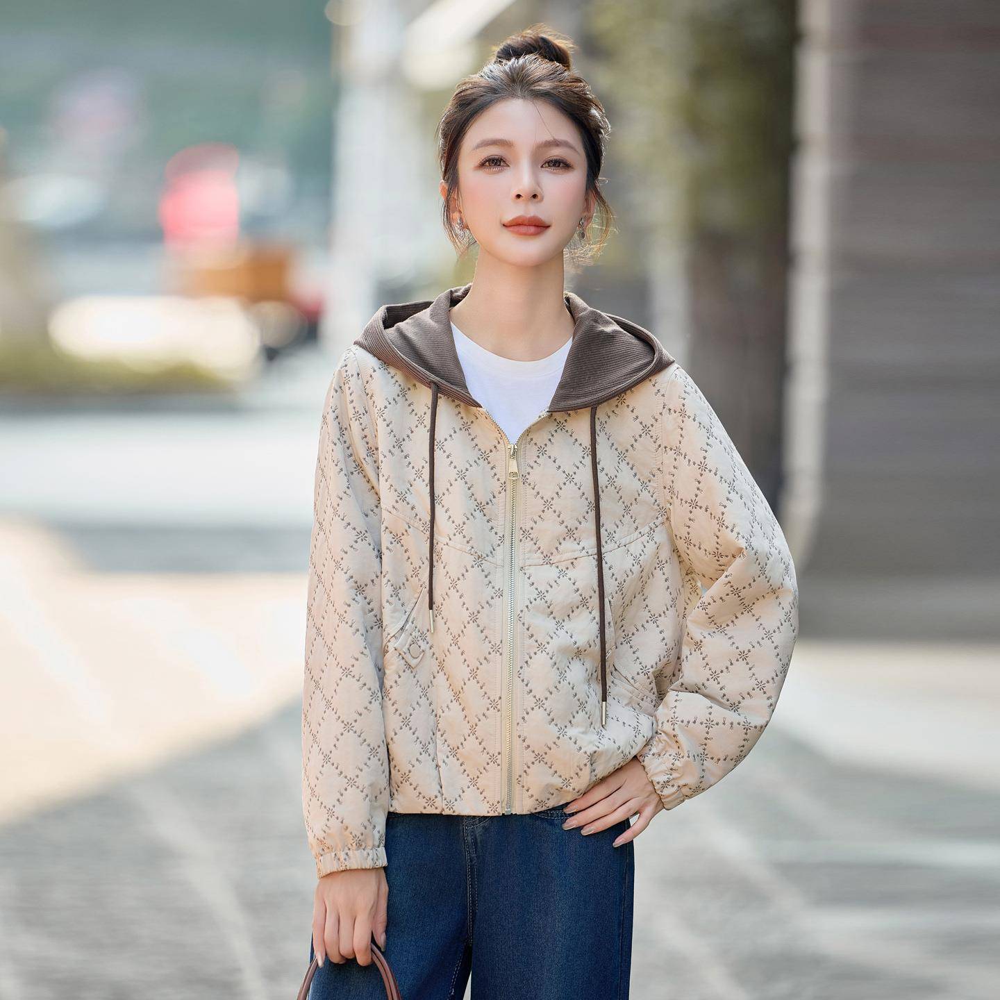 2025YU8981-0外秋季新款女帽装套时尚大码显瘦时尚休闲连长袖衣 Y