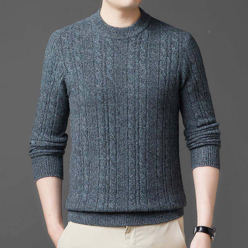 2024冬季士精品羊绒衫厚中年男装休针闲圆领ZQ701-YA男保暖毛衣织