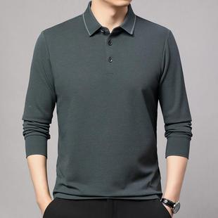 LNR流装 中男士 潮款 羊毛薄休闲打底衫 商务翻领爸爸宽 恤春秋长年袖