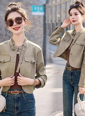 秋尚冬装尚洋气夹克新时复古短款小个子绵PUZ时羊皮皮衣款女外套