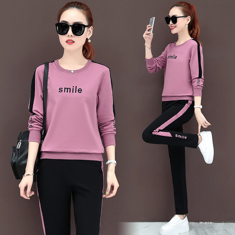 春季卫衣套装韩版休闲套装运动套装运动服女装大码欧洲长袖休闲