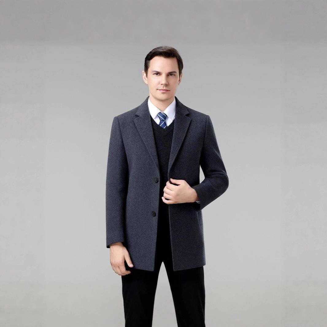 225冬新款男装双面呢羊季大毛衣中长款西装88216-PL领商务毛呢风0