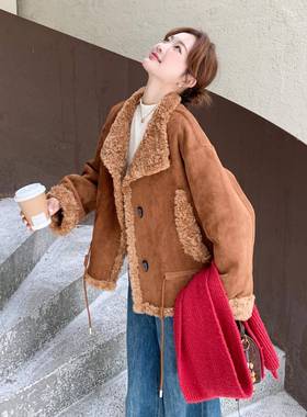 咖仿皮毛一羊羔色毛棉体服外套20C075-89125冬季新款好短看的款小