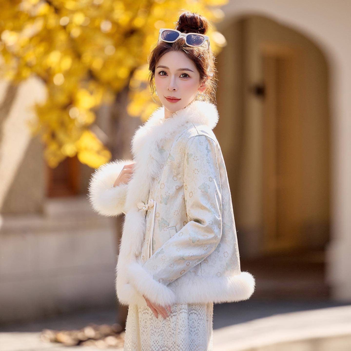 新中式狐狸毛冬短女款羽绒服2025小季新款设计感爆ZYA86875款保暖