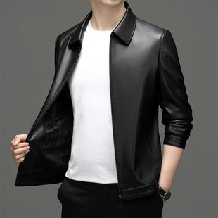 套中全青年薄款 F翻领皮衣春秋新款 皮夹克外潮 绵羊冬皮2335 男士
