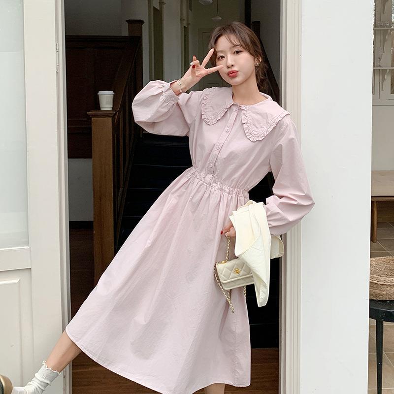 20AG2516-025高春5季新款女装马甲拼接A腰翻领长裙两件套时尚连衣